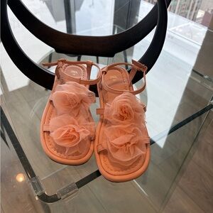 Zara Peach Floral Appliqué Sandals